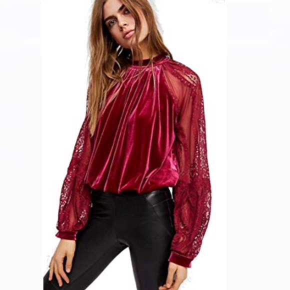 Free People Tops - Free People / Dream Team Raspberry Velvet Lace XS